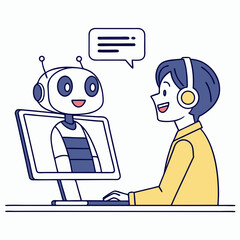 Professional robot customer service illustration transparent background