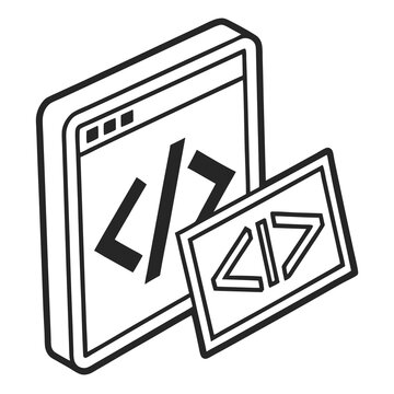 Web development code isometric illustration design