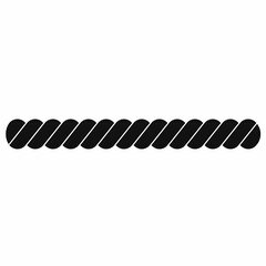 Twisted rope vector icon, bold black silhouette with diagonal segments. Minimalist nautical, tool, or textile symbol for icons, logos, infographics, or patterns. © Rustanto