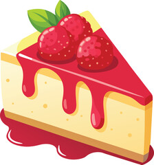 Mini Strawberry Cheesecake in Topping Vector