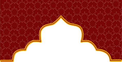 Elegant Red and Gold Arch Frame with Ornate Pattern Background