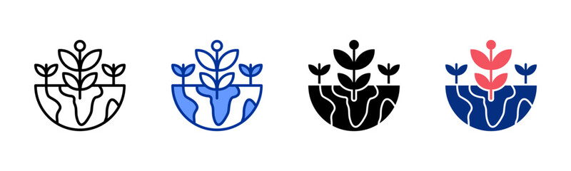 Biodiversity icon sheet multiple style collection