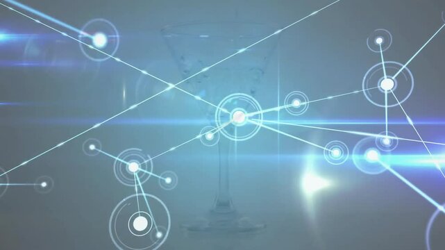 Haze filling frame node glowing nodes linking expanding streaks sweeping revealing cup outline - Powered by Adobe