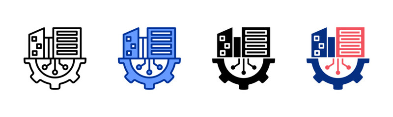 Infrastructure icon sheet multiple style collection