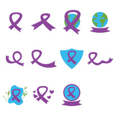 World Cancer Day Decoration Flat Icons. Easy To Edit. EPS 10