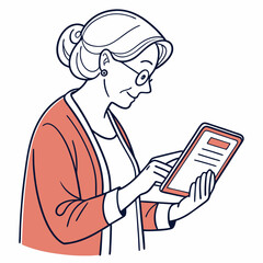 Senior woman using tablet digital technology elderly person
