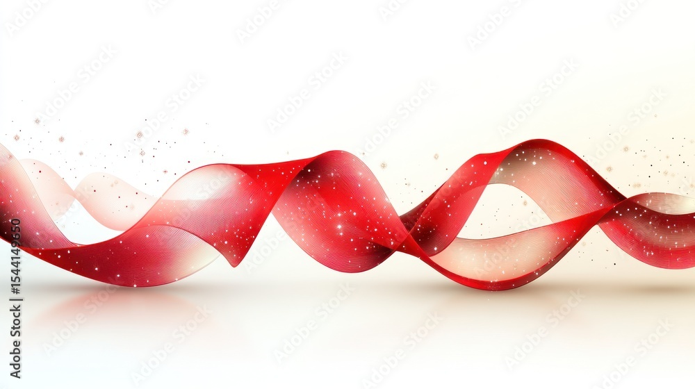 Poster abstract red ribbons on white background. possible use festive background design
