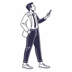 Professional businessman using smartphone, clean cutout