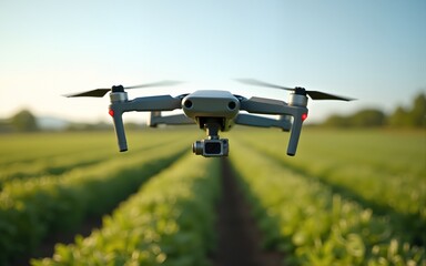Flying Smart Agriculture Drone. Artificial Intelligence. Drone Scan Agriculture Farm. Agriculture Innovation. Farming Field Industry. Analyze the Field. Professional Vehicle Aircraft. High quality