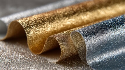 rolled glitter metallic paper in gold and silver colors