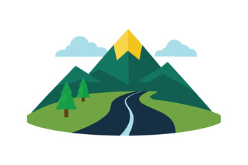 Scenic Mountain Road Trip Winding Path to a Majestic Peak
