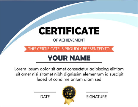 Certificate of achievement template with a modern design