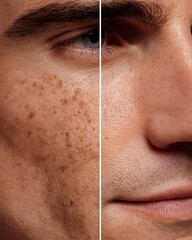 Skin before having large pores and skin that is firmer after using toner or serum.