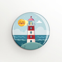 Lighthouse_emoji_buttonEmoji button lighthouse light blue sea ocean cloud day sun happy moon shine landscape logo free design vector illustration layer realistic cartoon