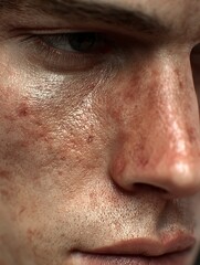 Naklejka premium The skin surface has acne or inflammation, and the skin is clearly uneven.