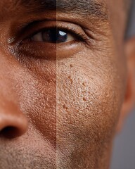Compare skin before and after using the product. See the difference in texture.