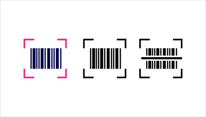Barcode scaning icons set. Vector bar code, on white background.
