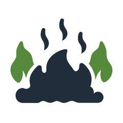 Dark Blue Pollution Cloud Green Leaves Environmental Icon Graphic vector