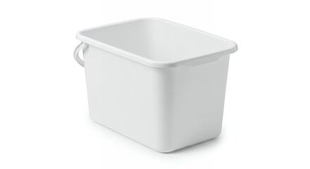 White plastic bucket against white background