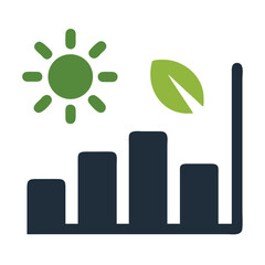 Green Leaf Sun Icon Eco Friendly Energy Growth Chart Bar Graph Sustainability Environmental
