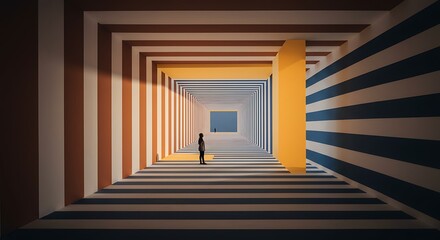 Obraz premium Abstract Corridor A Journey Through Geometric Patterns and Perspective