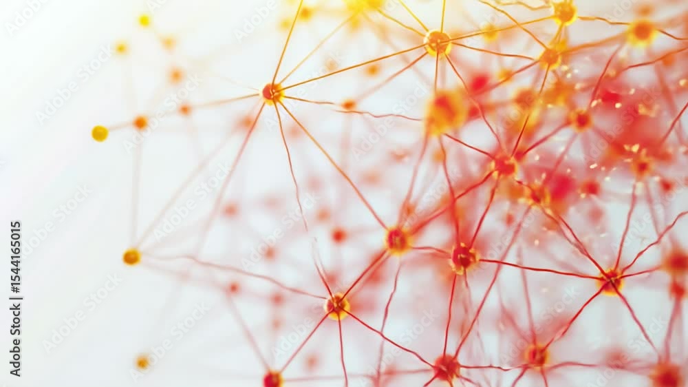 Poster abstract network of interconnected nodes with orange glow