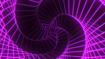 A vibrant 3D digital artwork of a neon purple spiral with a radiant star at its center. The imagery showcases a modern and visually appealing design concept - Powered by Adobe