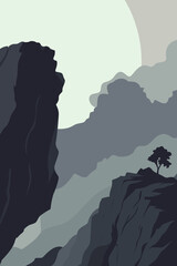 Mountain Peak, Road, Moon, Rocks, Sky, Sunset, Tree, Branches, Success, Business, Mind, Mountain, Road, Flowers, Mindset, Artwork, Vector