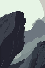 Rocks, Mountain Peak, Road, Moon, Sky, Sunset, Tree, Branches, Success, Business, Mountain, Road, Flowers, Mindset, Artwork, Vector