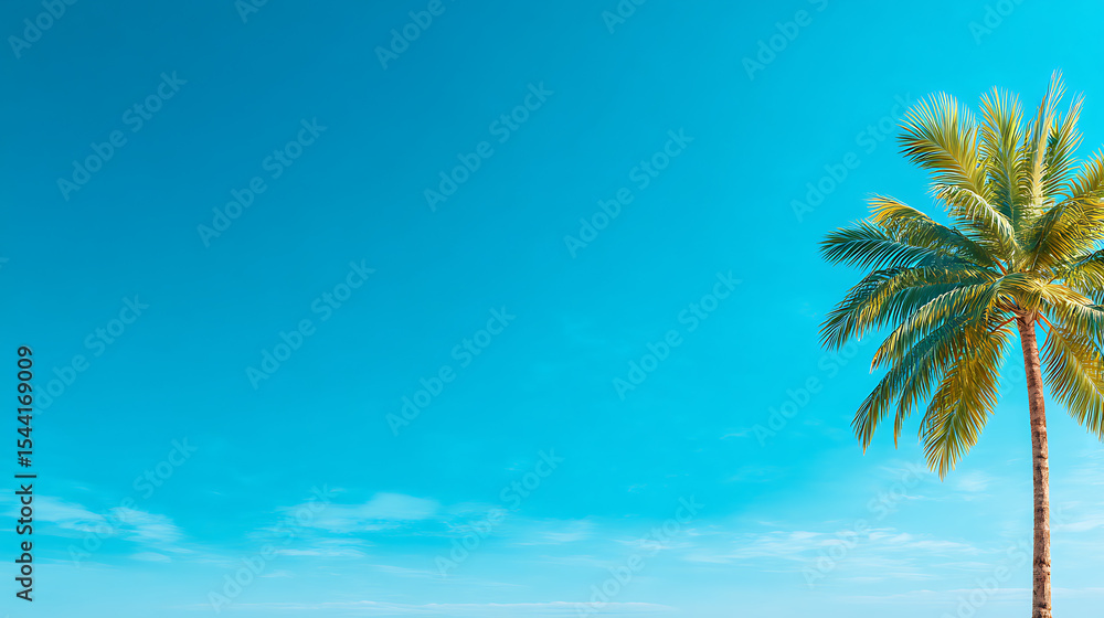 Poster palm tree sky. web banner with copy space. generative ai