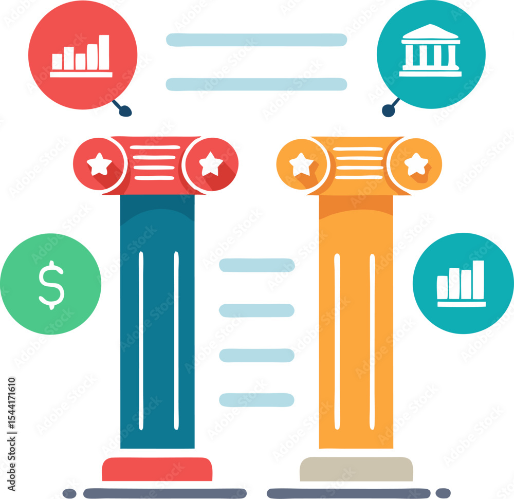 Poster comparison infographic: two column layouts with icons and brief texts with white background.