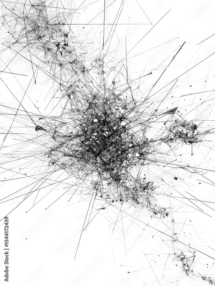 Aufkleber Visual Representation of an Anxious Brain Showcasing Chaotic Geometry and Pressure Lines With Clean Copy Space Emphasizing Mental Turmoil and Stress