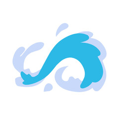 Water splashes. Cartoon aqua splashing, blue ocean waves, drops and water flows, transparent water splash flat vector illustration set. Clean water motion collection