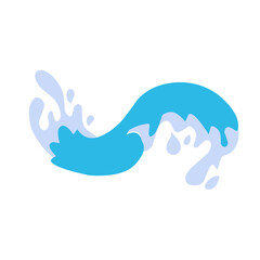 Obraz premium Water splashes. Cartoon aqua splashing, blue ocean waves, drops and water flows, transparent water splash flat vector illustration set. Clean water motion collection