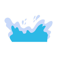 Water splashes. Cartoon aqua splashing, blue ocean waves, drops and water flows, transparent water splash flat vector illustration set. Clean water motion collection