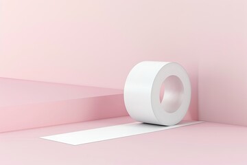 The Roll Tape Mockup White Roll Sticker Roll Tape 3D Rendering Adhesive Tape 3D Render
