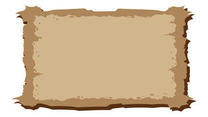 Distressed, blank parchment with a dark, ragged border, perfect for vintage signs, game interfaces, or antique document backgrounds.