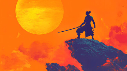 silhouette of a man on the top of mountain