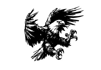 Bald Eagle hand drawn sketch vector illustration