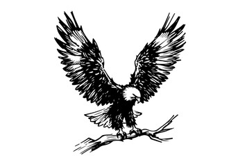 Bald Eagle hand drawn sketch vector illustration