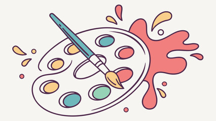 Artist painting palette with brush and color splash illustration for creative art and design projects