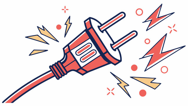 Illustration of electrical plug with power sparks vector graphic energy source connection electric current design 100v