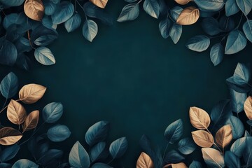 detailed color image of beautiful and elegant background of dark plants with copy space