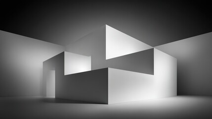 Obraz premium Abstract architectural lines and geometric shapes in a modern monochrome design, showcasing minimalist elegance and precision.
