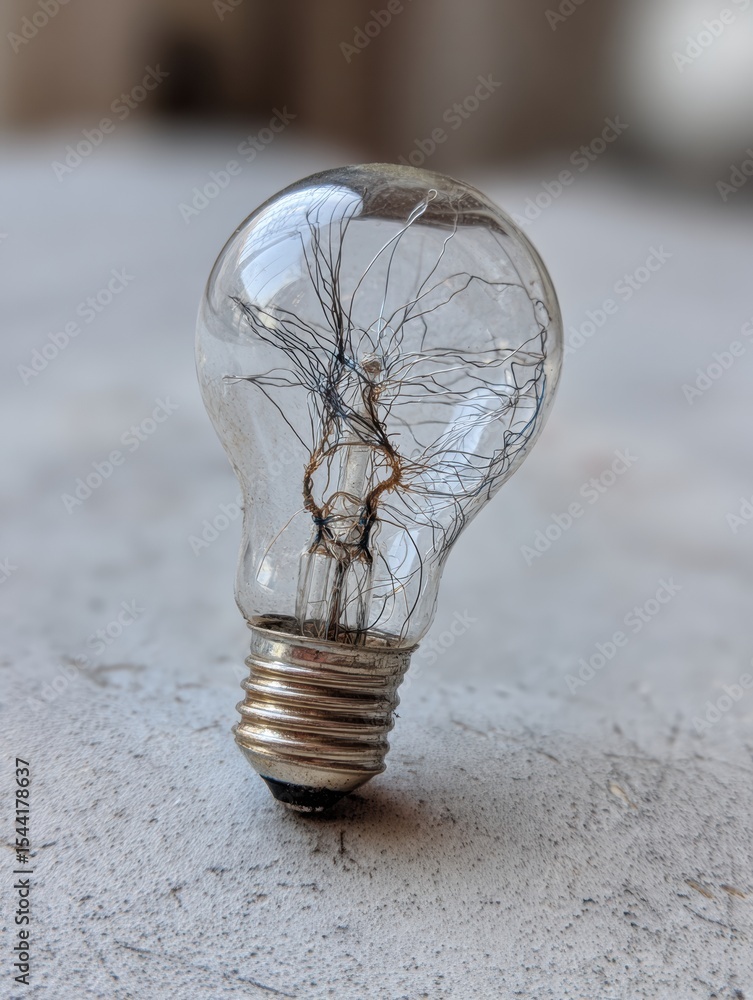 Poster Broken Lightbulb Filled With Nerve Fibers Demonstrating an Intriguing Blend of Technology and Biology in a Unique Artistic Representation