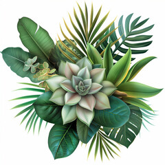 Tropical Flora Fusion: A stunning array of lush, vibrant, and detailed tropical foliage comes together, offering a captivating glimpse into nature's beauty. Capturing textures of life and artistry. 