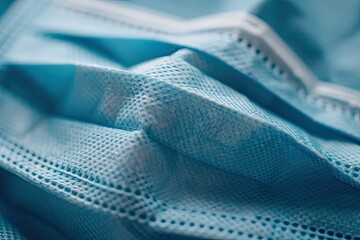 Vibrant Color Visual of Selective Focus Shot of a Blue Disposable Face Mask