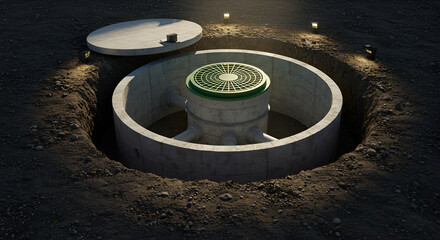 Fototapeta premium Septic Tank Installation in Ground