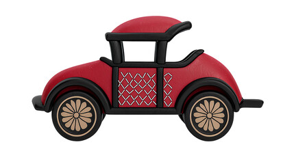 Red Classic Car Toy Model with Black and Gold Details