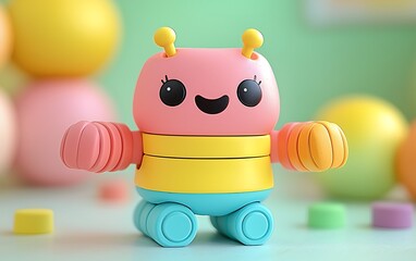 Cheerful Cartoon Bug Toy with Colorful Design with Playful Aesthetic, and Childlike Joy.
